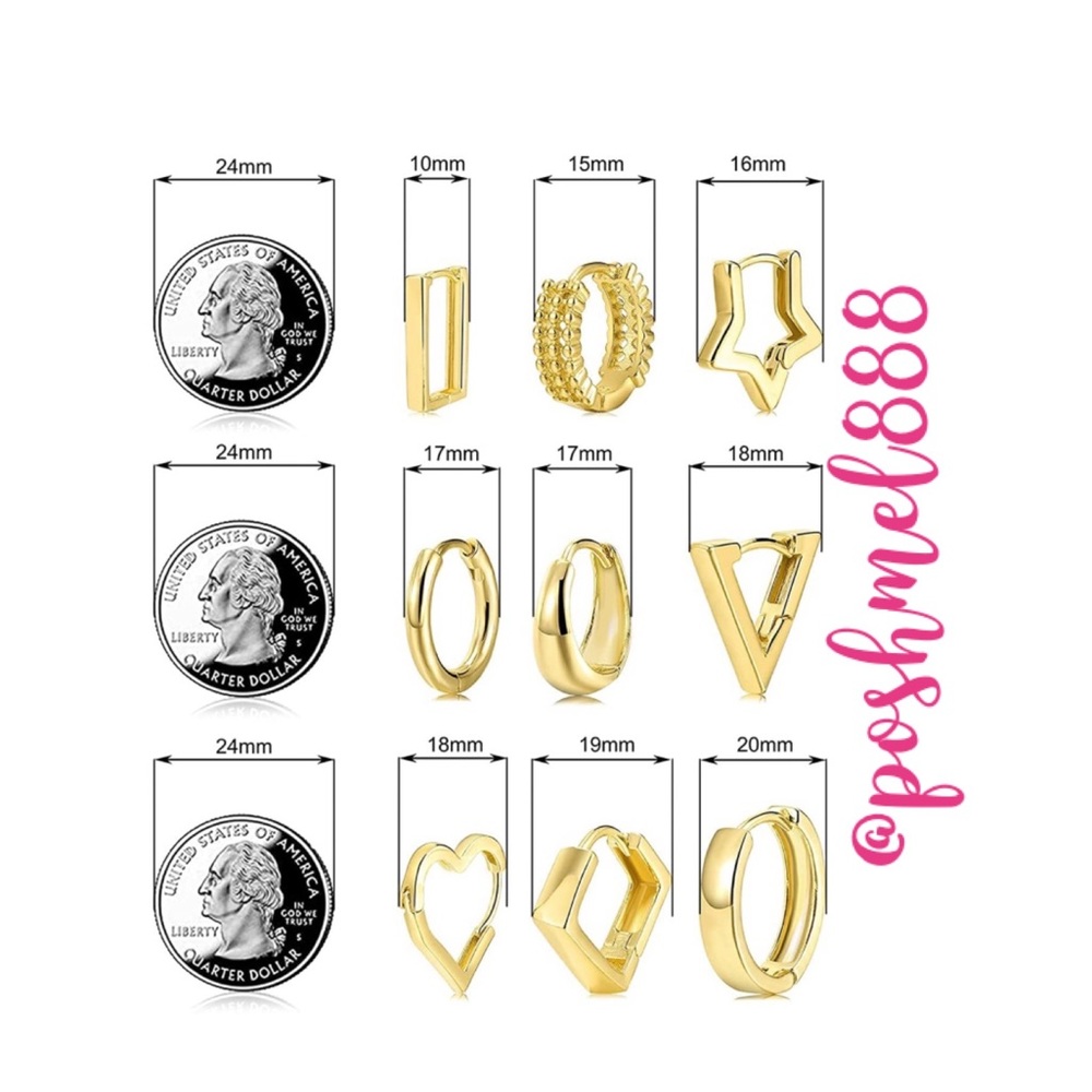 Delicate [GOLD] Minimalist Geometric Triangle Huggie Hoop Earrings - Picture 2 of 6